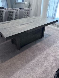 Large Gray Plank Wood Dining Table