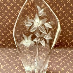 Vintage Mats Jonasson Hand Carved Swedish Lead Crystal Flowers
