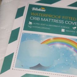 Biloban Waterproof Fitted Crib Mattress Cover 
