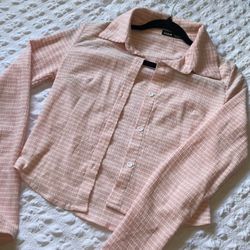 Plaid Button Up Curved Hem Shirt 