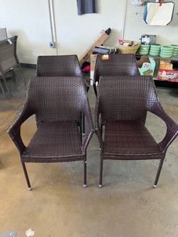 Mirage Stacking Mix Mocha Faux Rattan Outdoor Patio Dining Chairs (4-Pack)