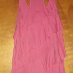 Color Story Pink Tiered Lace Tunic Tank Top Women's Medium
