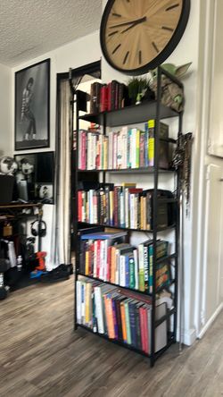 Black Metal 5-Tier Bookshelf