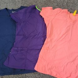 XL Solid Print Scrub Top