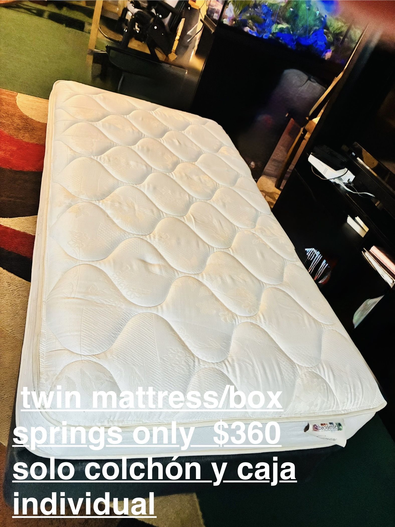 $280/$360–Twin mattresses and box springs (5 available) Metal frames are sold separately. ——(USED NOT NEW) for seriously interested people only messag