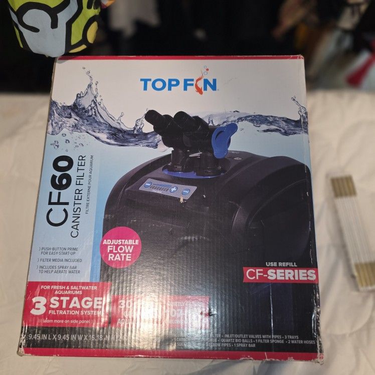 Top Fin CF60 Canister Filter β 3 Stage Filtration System (New Open Box)