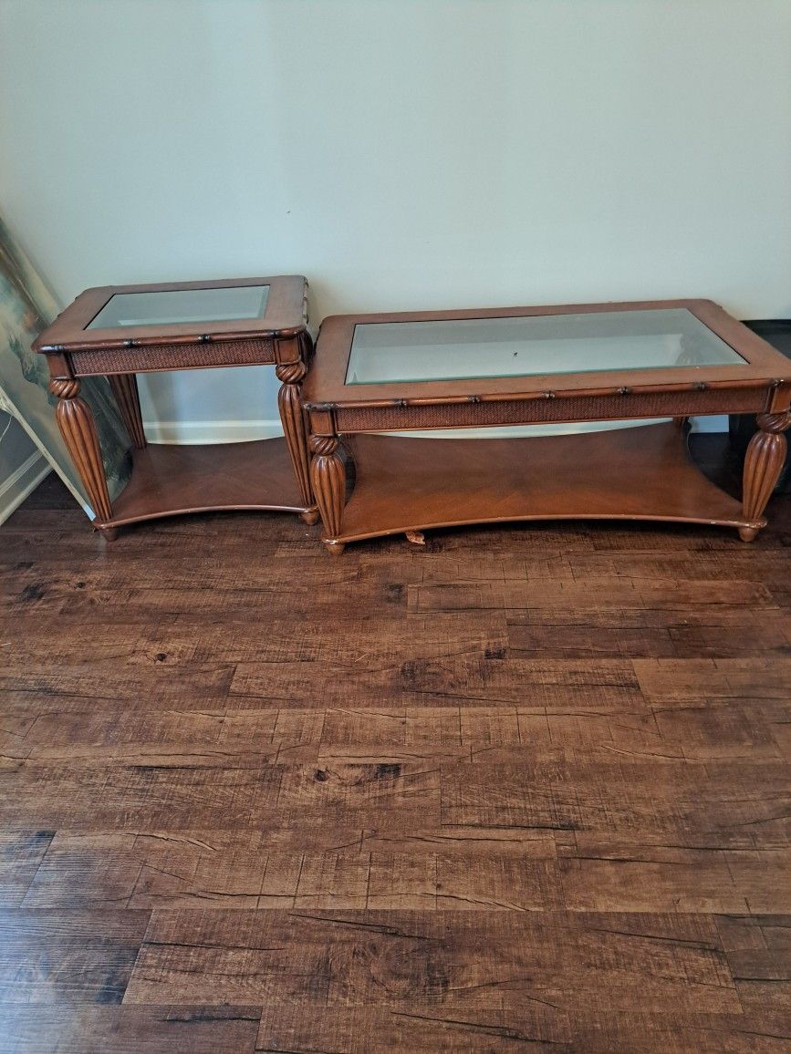 Coffee Table and end table With glass 65.00