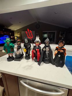 Vintage Telco Halloween Motionettes Witch, Frankenstein Dracula Skeleton lot