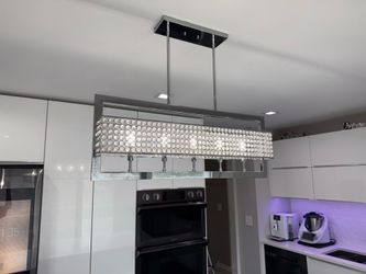 Chrome Modern Integrated LED Pendant Light Fixture for Dining Room or Kitchen
