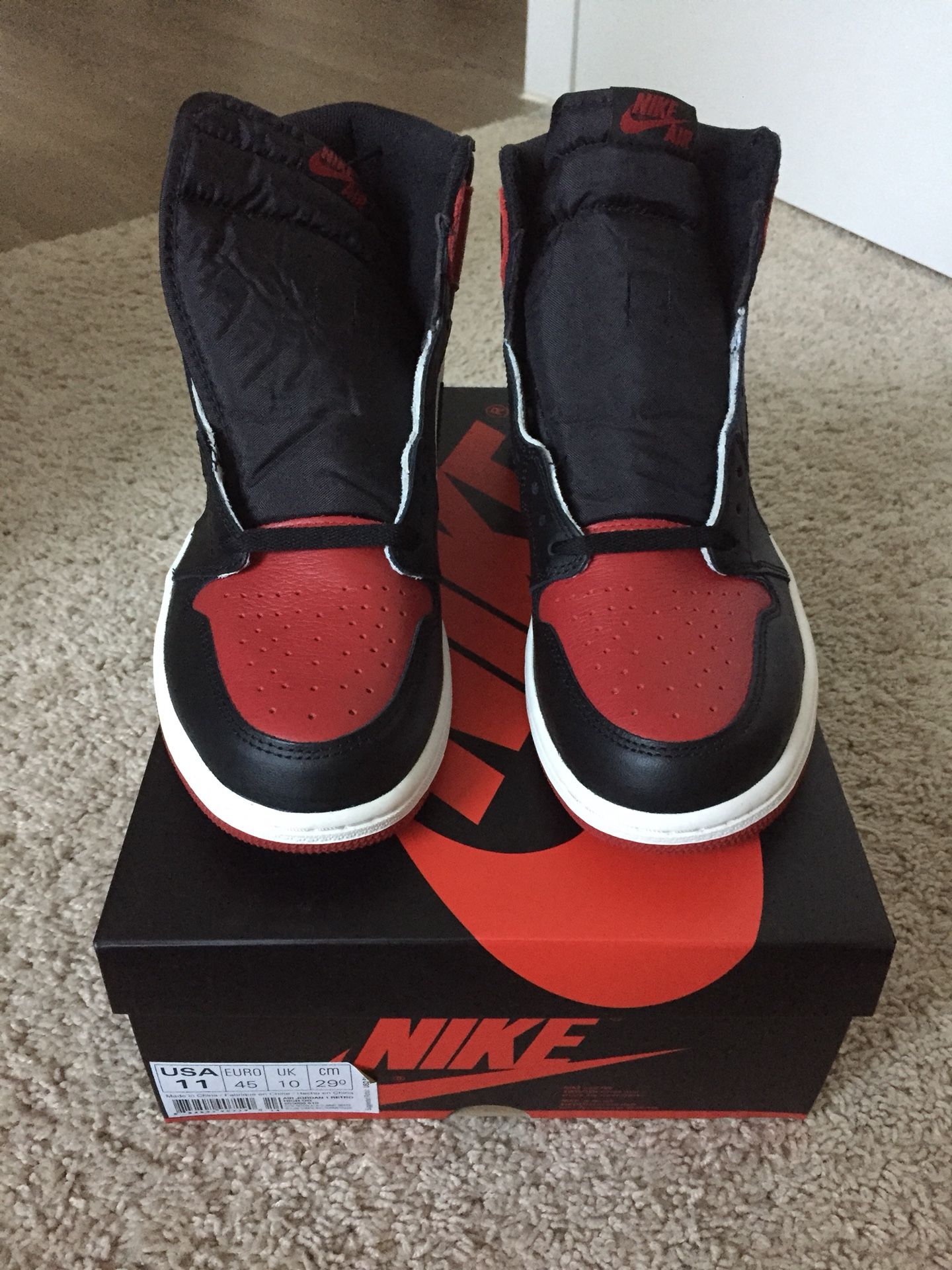 Jordan 1 Bred Toe size 11