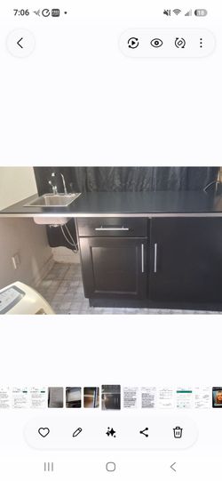 Black Base Cabinet with Sink and Countertop