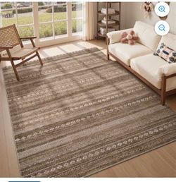 VUNATE 8'x10' Rugs for Living Room Washable Rugs Boho Moroccan Large Area Rug Soft Neutral Geometric Bohemian Carpet Distressed Indoor Rug for Bedroom