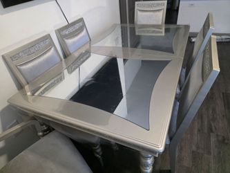 Dining table Silver 6 chairs