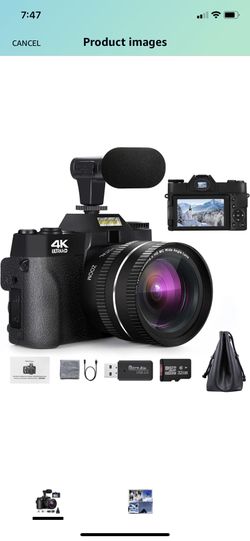 Digital Camera 4K Camcorder 48MP 3.0" IPS Flip Screen Video Camera 16X Digital Zoom Vlogging Camera for YouTube, Compact Camera with 32GB SD Card and 