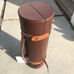 NEW*👉🏻Wine Bottle Gift Box Carrier Container Faux Leather Brown Fancy 14x4" (Silver Lake)