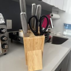 Bamboo Knife Block Set with Knives & Scissors