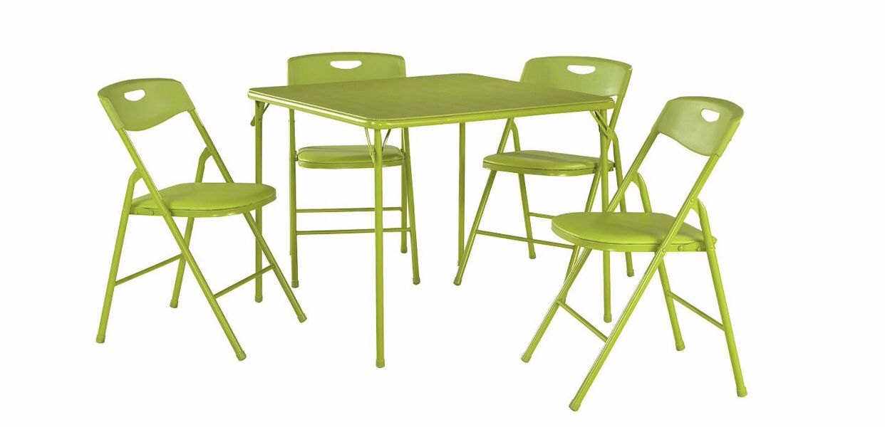 NEW Apple Green 5-Piece Folding Table and Chair Set for kids