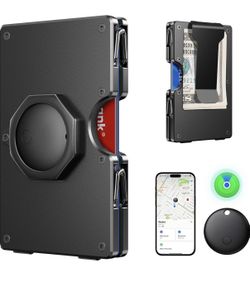 Wallet for Men - Air Tags Metal Wallet Work with Apple Find My(iOS Only), Mens Wallet with Removable Money Clip, RFID Blocking Credit Card Holders, Sl