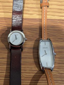 Lot of 2 DKNY Used Women Watches Wrist New Battery Running Works Used Great