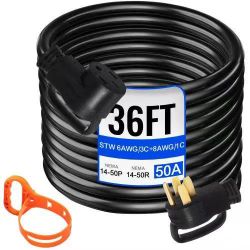 36FT FT Amp RV Extension Cord Durable Premium Power Cord RV 26.5mm Wire Diameter Extension Cord Copper Wire RV Cord Power Supply Cable for Trailer Mot