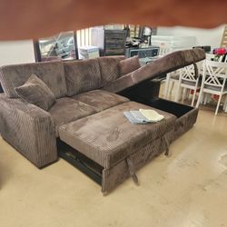 Curdoroy Sectional Sofa SLEEPER WITH STORAGE.  MANY COLORS
