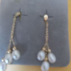 14kt Yellow Gold Pearl Dangle Earrings 