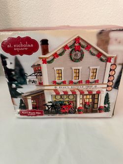 ST. NICHOLAS CHRISTMAS BIKE STORE VILLAGE