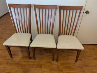 Set of 3 Wood Dining Chairs - Cushioned Seats