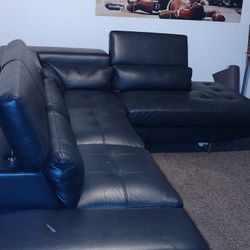  Leather Black Sectional Couch