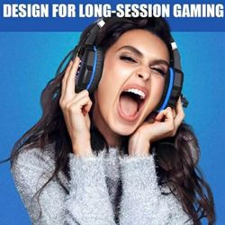 Stereo Gaming Headset for PS4 PC Xbox One PS5 Controller, Noise Cancelling Over Ear Headphones with Mic, LED Light, 7.1 Surround Sound, Soft Memory Ea