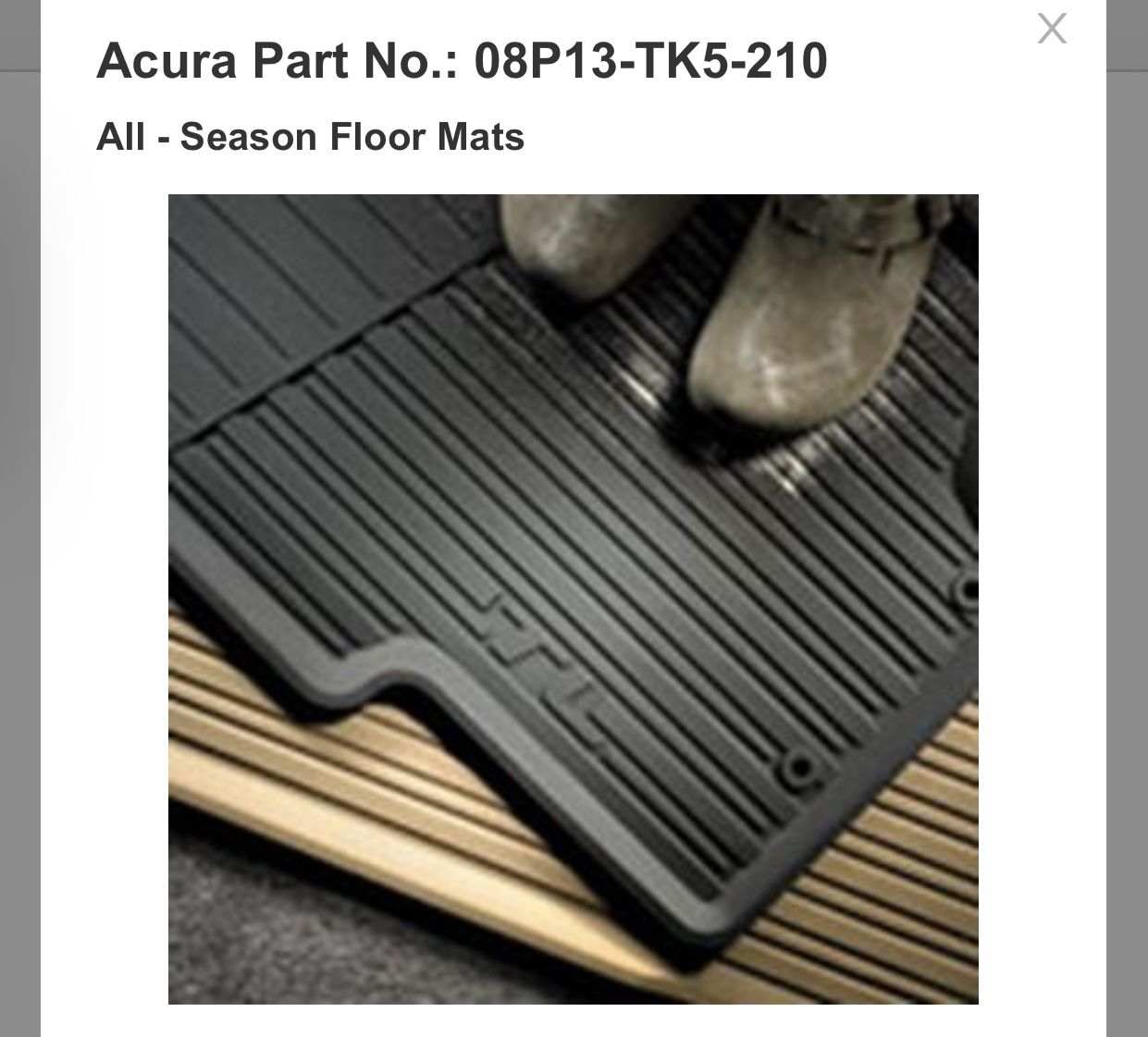 2013 Acura TL Oem All Weather Mats