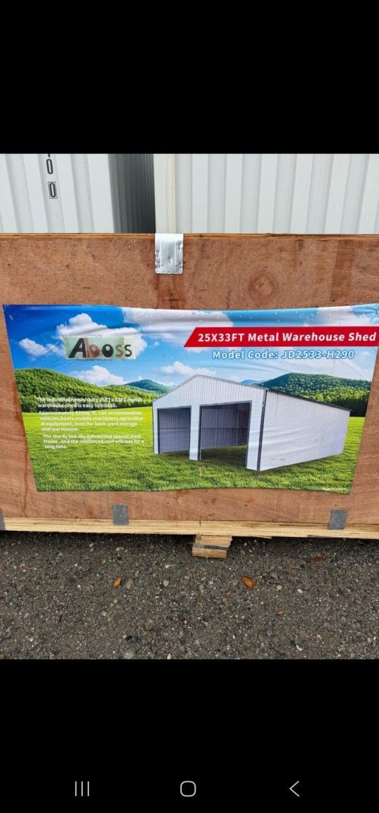BRAND NEW METAL WAREHOUSE SHED 33FT X 25FT IDEAL FOR BUSSINES WAREHOUSE, FARM,ANY LAND COLOR CREAM,IF SOMEONE INTERESTED PLEASE TEXT ME ANY TIME SE HA