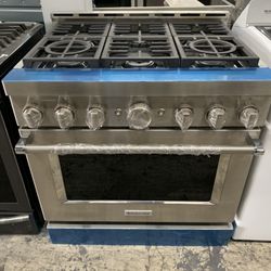 Kitchen Aid 36” Slide In Gas Range In Stainless Steel Open Box