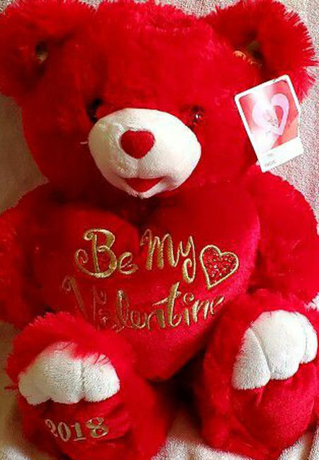 Dan Dee "Be My Valentine" Red Sweetheart Teddy Bear 18" Gold Embroidered 2018