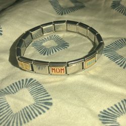 Stainless Steel/18k Gold Charm Braclet