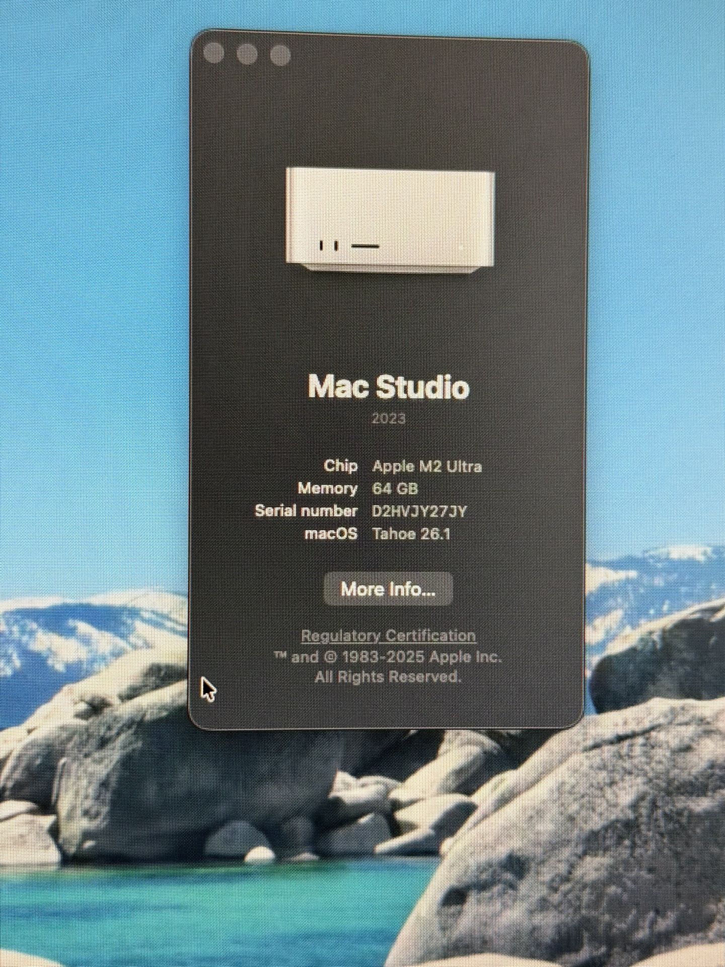 2023 Mac Studio M2 Ultra - 64GB Unified Memory, 1TB SSD + Wired Apple Keyboard & Mouse - Excellent Condition