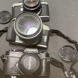 Vintage Film Camera Bundle – Pentax, Konica & Minolta