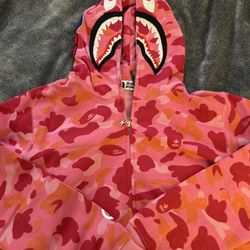 Pink Bape Hoodie Size Large