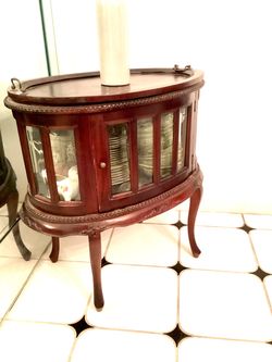 Vintage Oval Table Cabinet with Tray