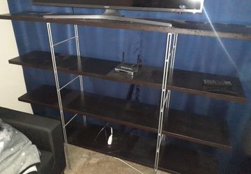 Dark Brown Wood and Metal Shelving Unit