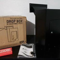 New AdirOffice Through The Wall Drop Box Safe, Durable Thick Steel W/ Adjustable Chute, Mail Vault for Home Office Hotel Apartment