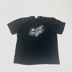 Y2K Fox Racing Logo T Shirt Men Black Short Sleeve Crew Neck Size XL