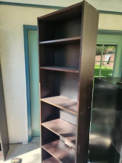 Tall Dark Wood Bookshelf / Storage Shelf – 79.5” H