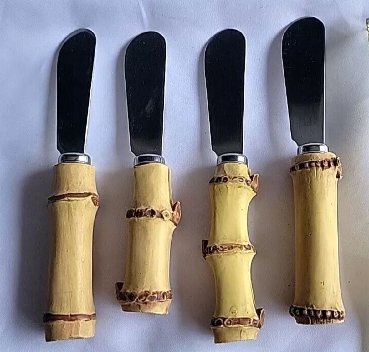 Vintage Bamboo Handle Cheese Spreaders -set of 4