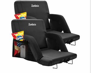 Brand new in the box- Lamberia Stadium Seat for Bleachers with Back Support – Extra Wide Bleacher Seat with Thick Comfy Cushion, Wide Armrests, Cup Ho