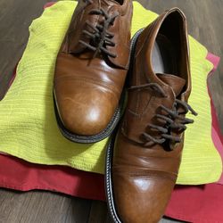 GESE Mens Formal Oxford Dress Shoes Leather Cognac Brown Size 12 Made in Italy 🇮🇹 