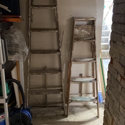 Old Wood Ladders Pair