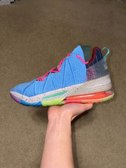 Size 12 - Nike LeBron 18 "Best of 1-9" Light Blue Basketball Sneakers