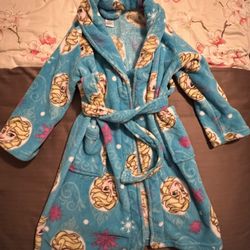 Disney Frozen Face Bath Robe Girls Size 6 Bathrobe Knee Length Cover Up