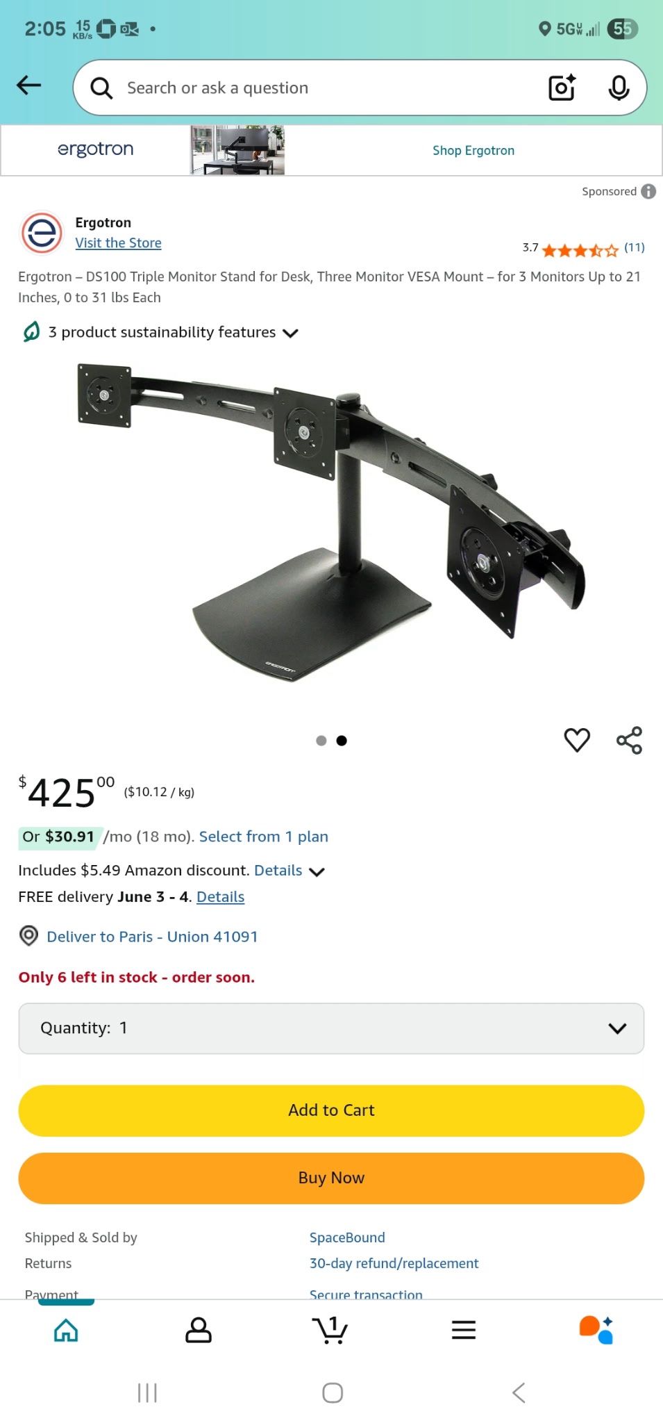 Three Monitor Mount